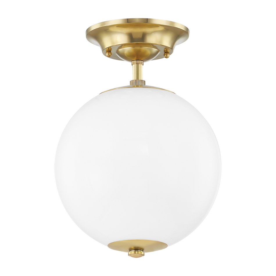 Hudson Valley Lighting Sphere No.1 1 Light 10 inch Aged Brass Semi Flush Ceiling Light