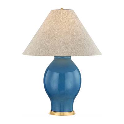 Hudson Valley Lighting Westhorpe 15 watt Aged Brass/Ceramic French Blue Table Lamp Portable Light