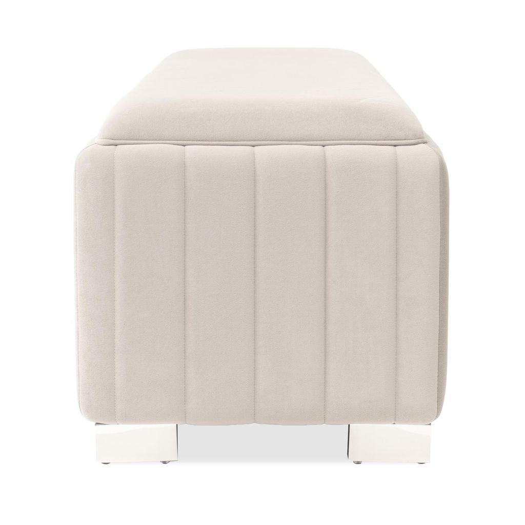 Michael Amini Amaryllis Velvet Accent Bench - Taupe/Chrome