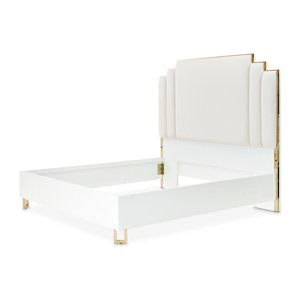 Michael Amini Palm Gate Upholstered Bed - Cloud White
