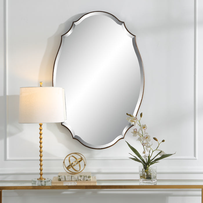 Modern Accents Shaped Beveled Rounded Edged Frame Mirror