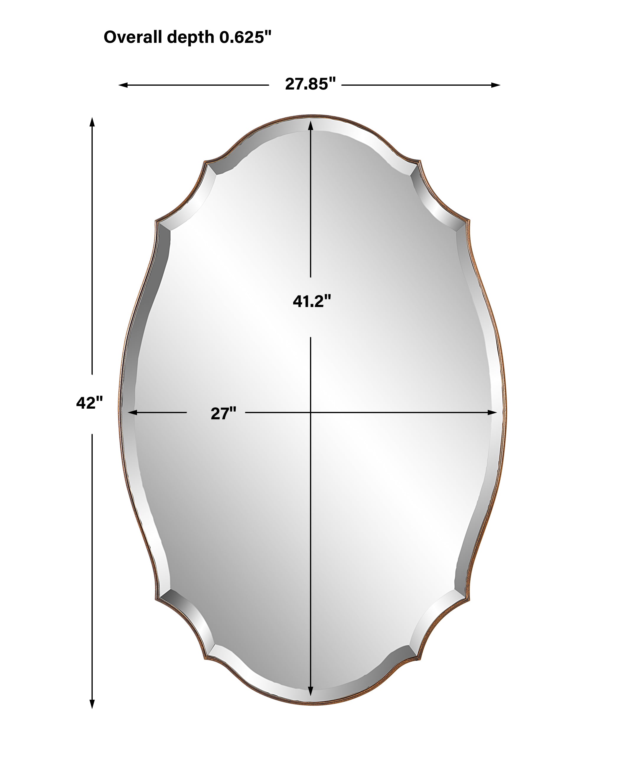 Modern Accents Shaped Beveled Rounded Edged Frame Mirror