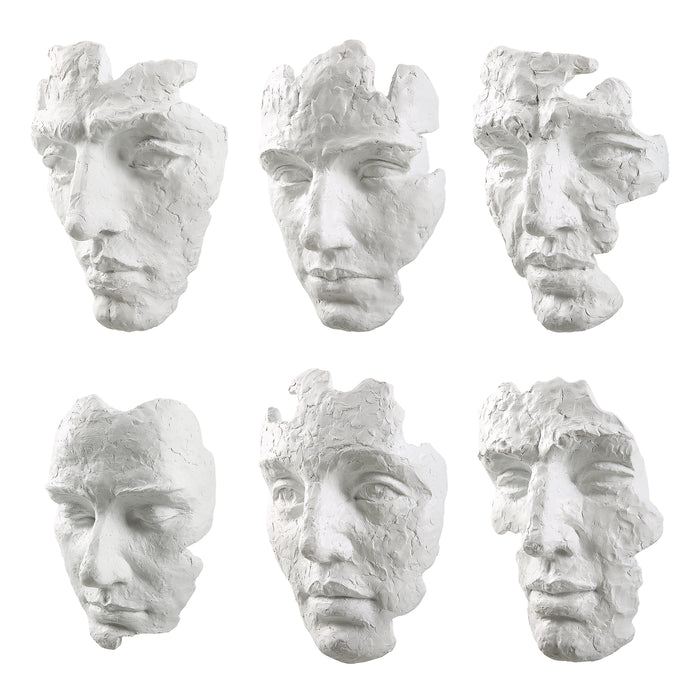 Uttermost Self-Portrait White Mask Wall Décor - Set of 6