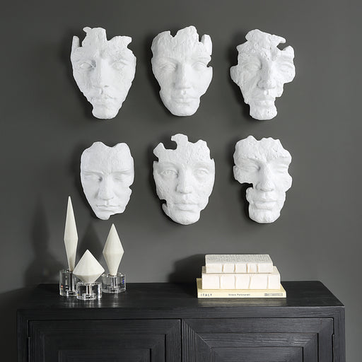 Uttermost Self-Portrait White Mask Wall Décor - Set of 6