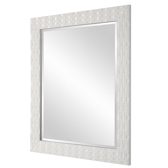 Modern Accents Soft White Finish Rectangular Mirror