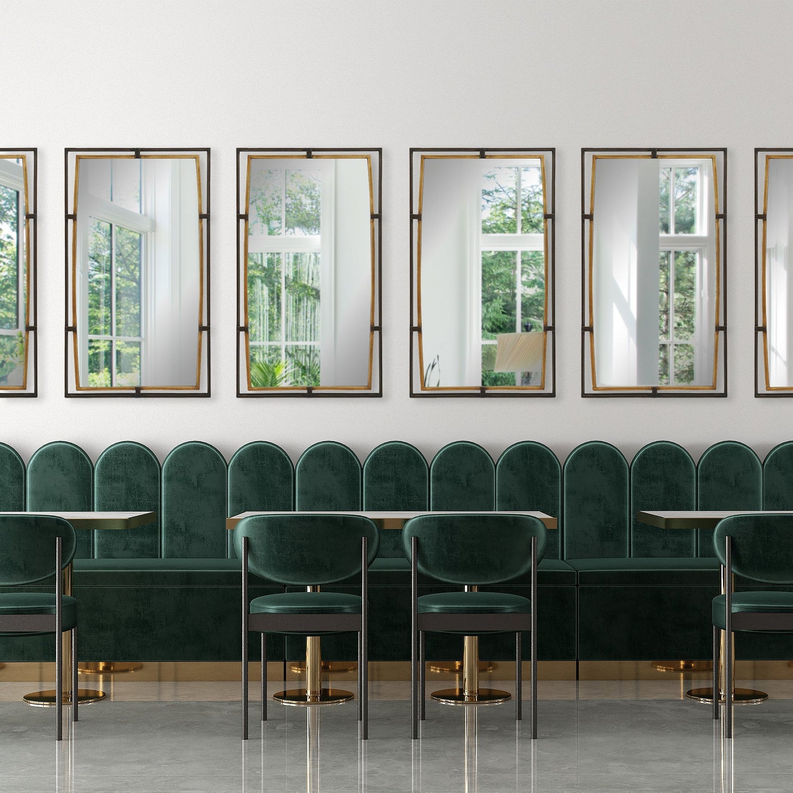 Modern Accents Rectangular Dual Metal Framed Mirror