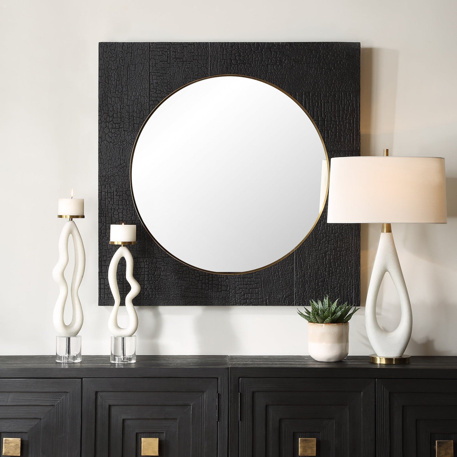 Uttermost Ember Black Square Mirror