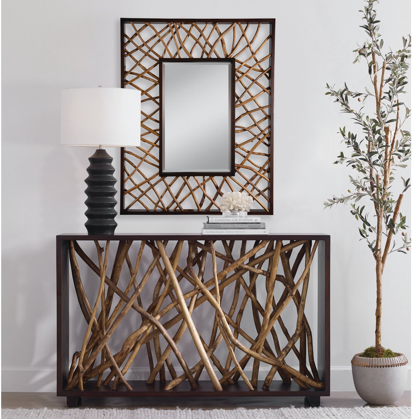 Uttermost Teak Maze Rectangle Mirror