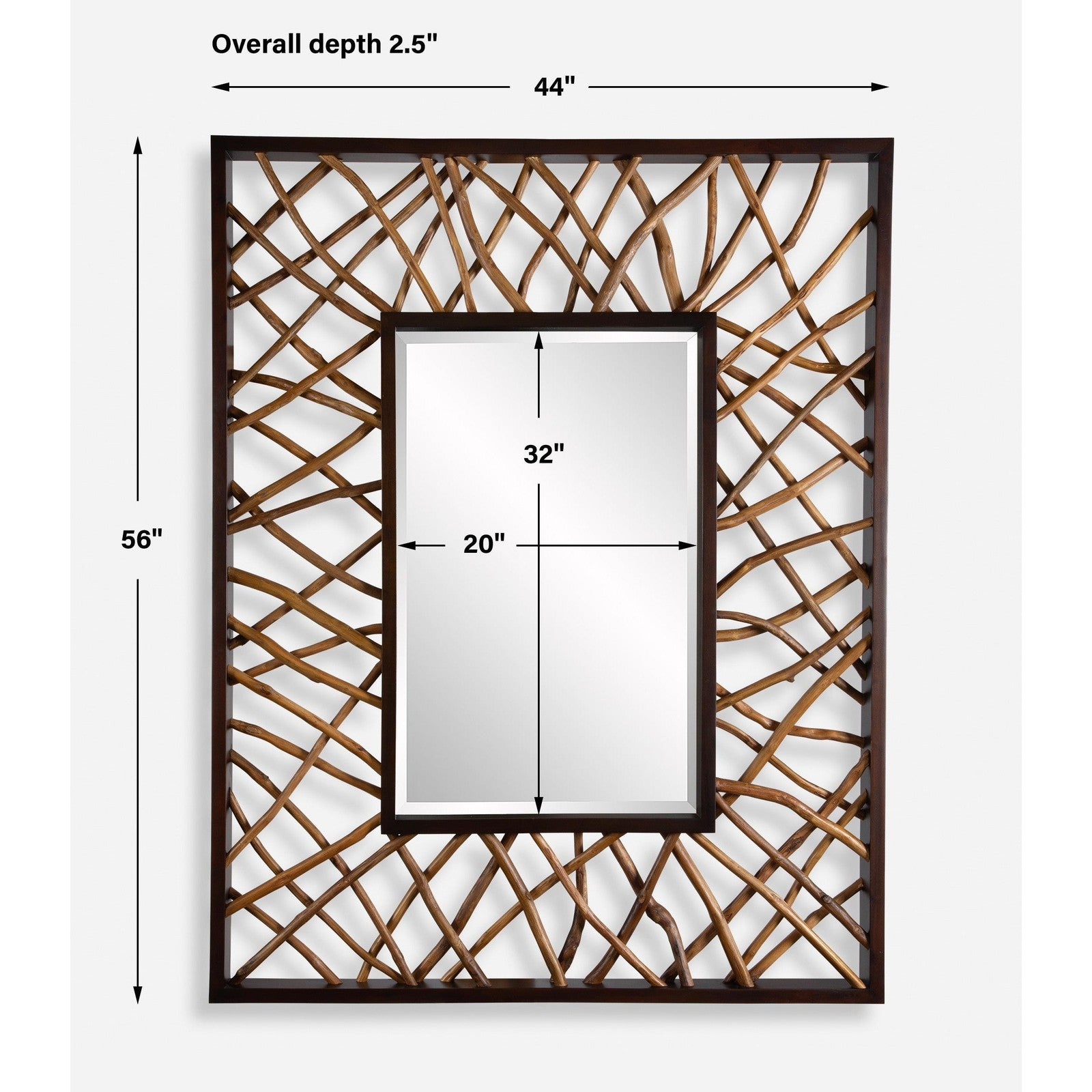 Uttermost Teak Maze Rectangle Mirror