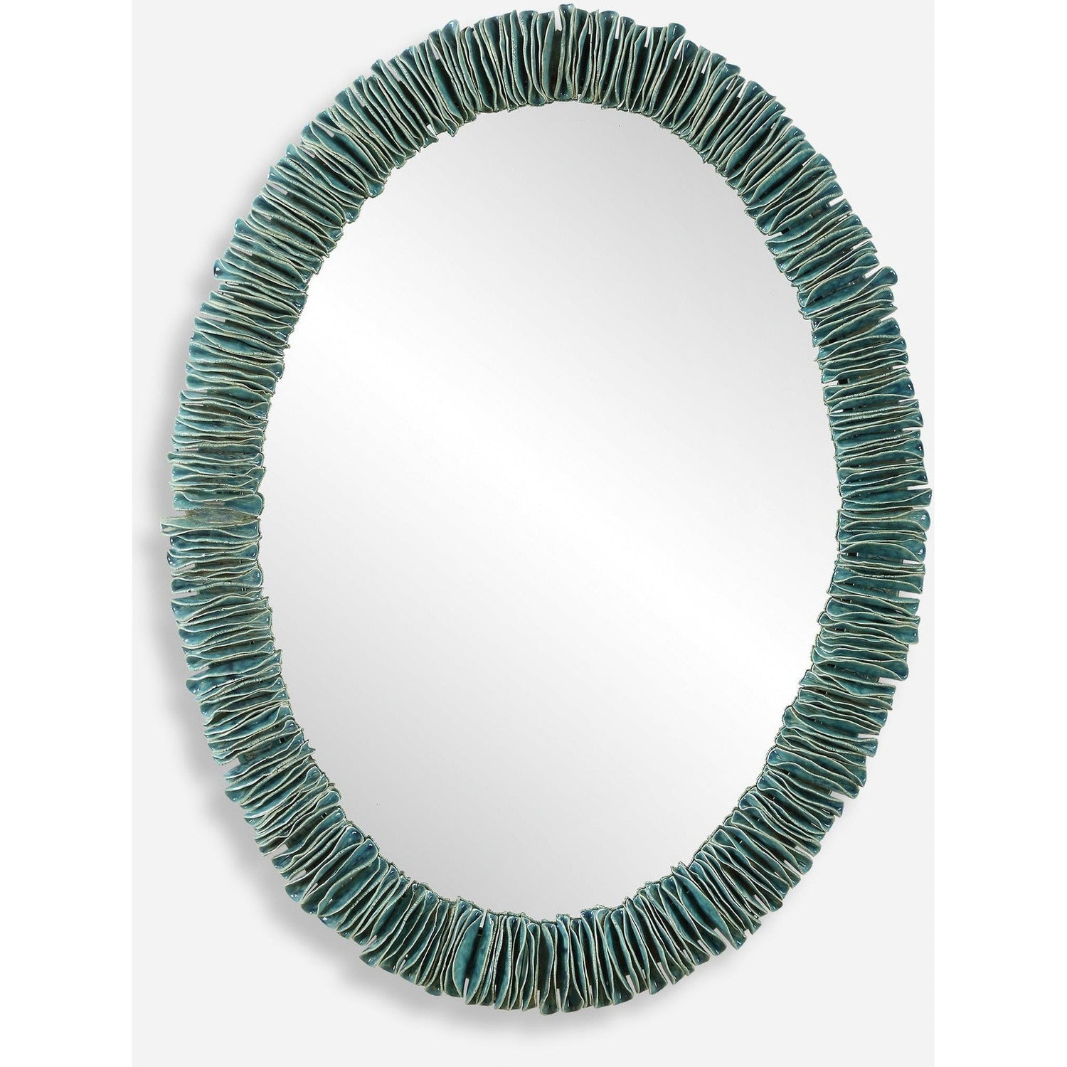 Uttermost Bonaire Teal Blue Oval Mirror