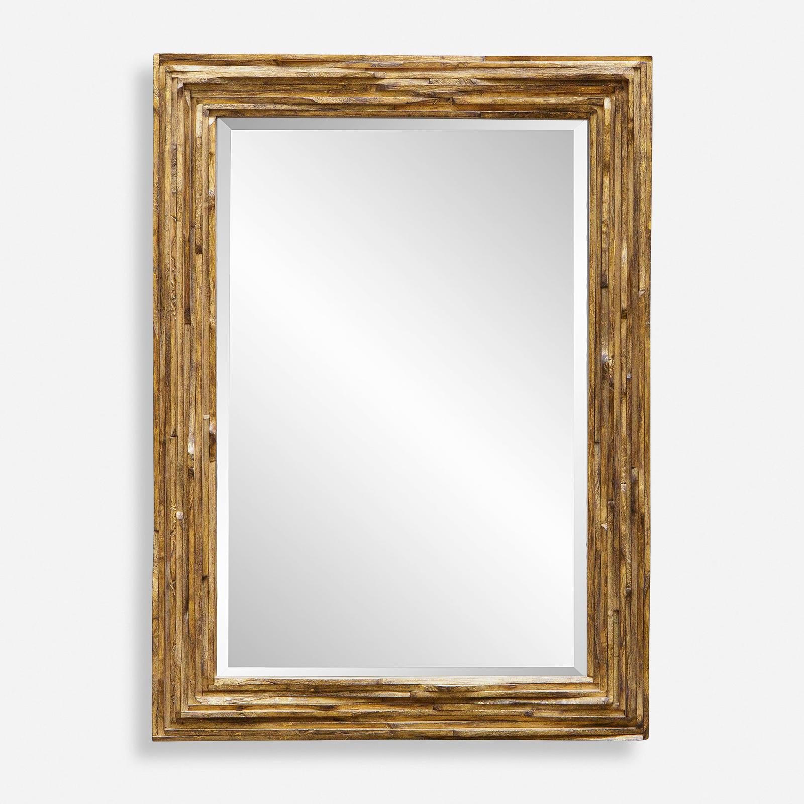 Uttermost Overlap Teak Wood Mirror