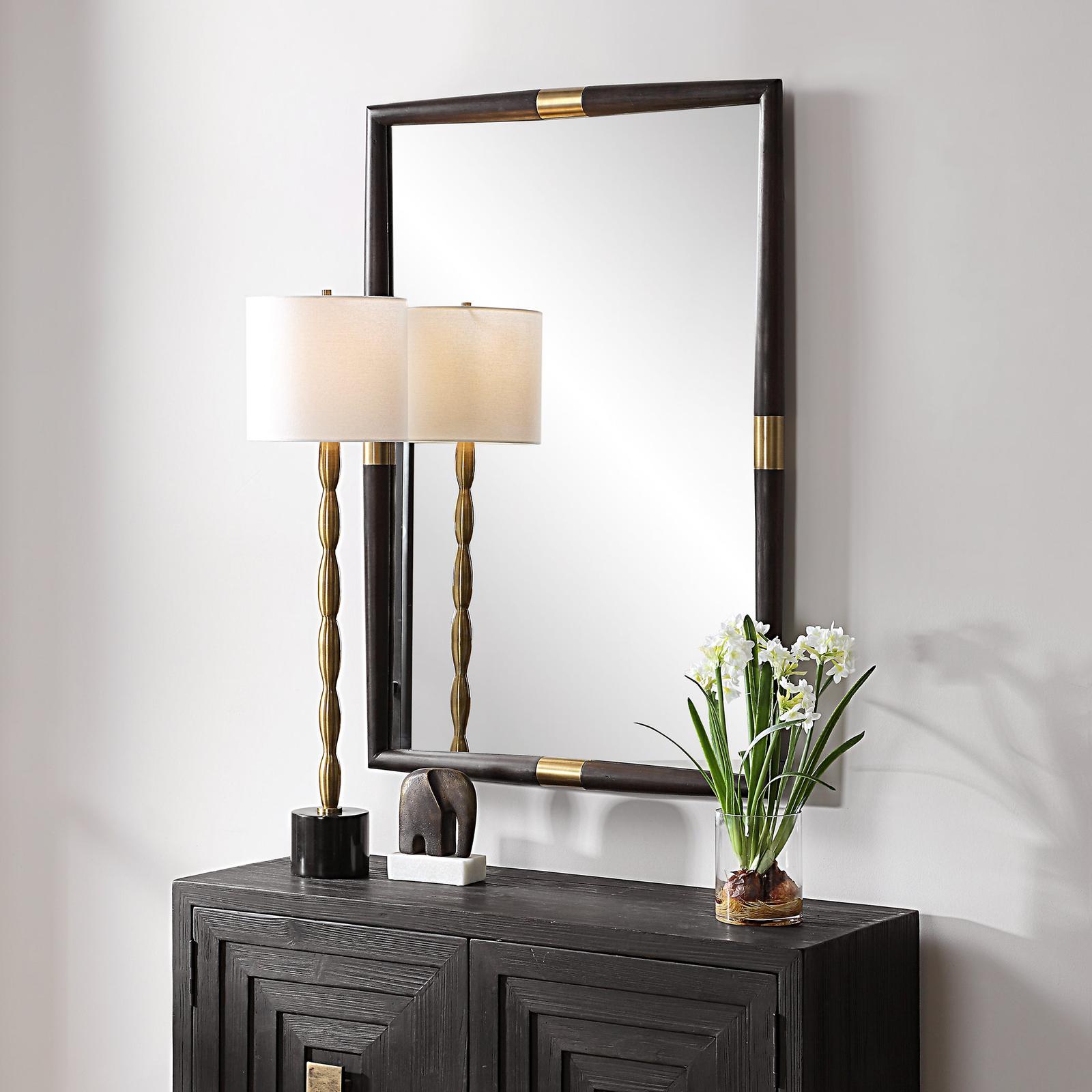 Uttermost Larkin Dark Wood & Brass Mirror