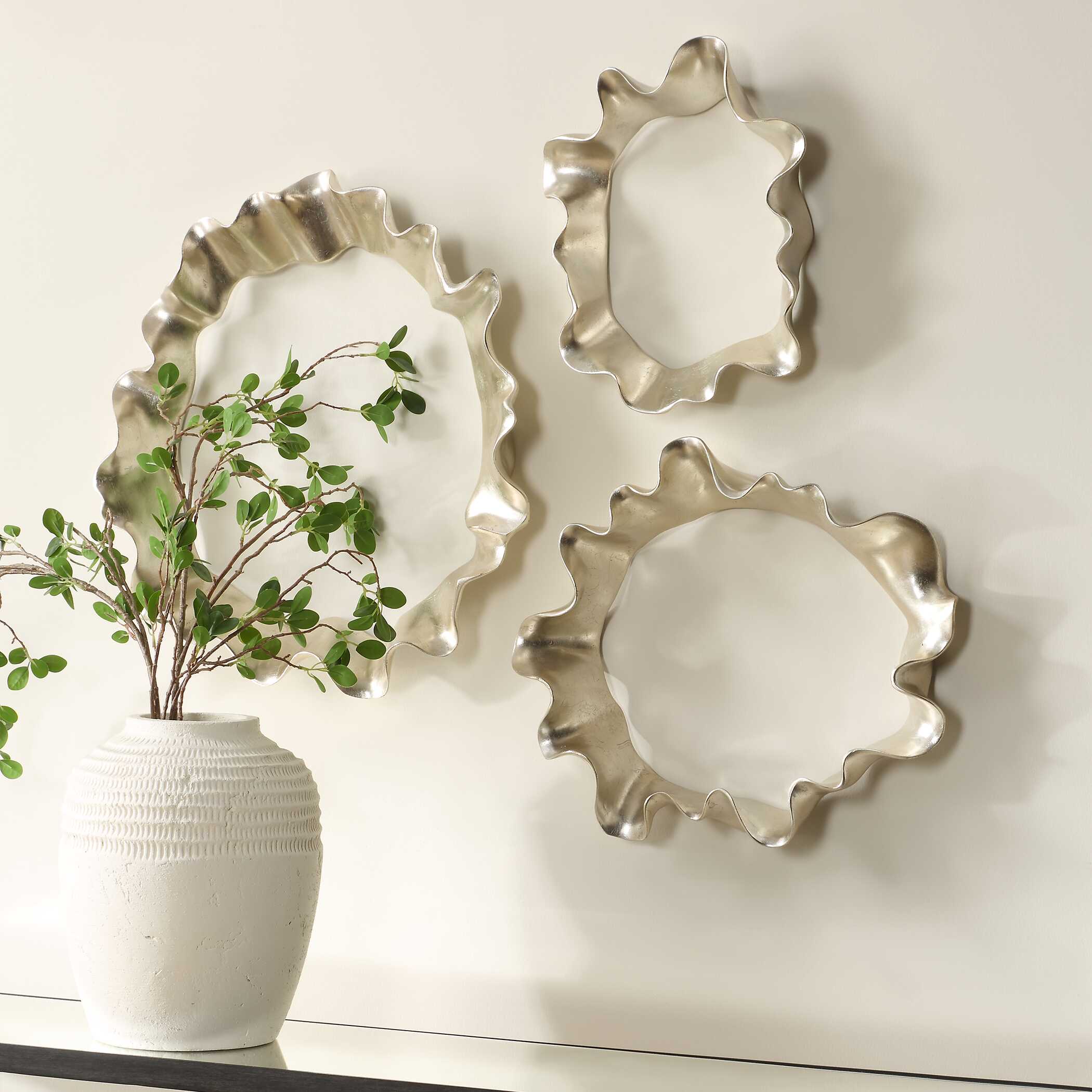 Uttermost Ripple Effect Silver Wall Art - Set of 3