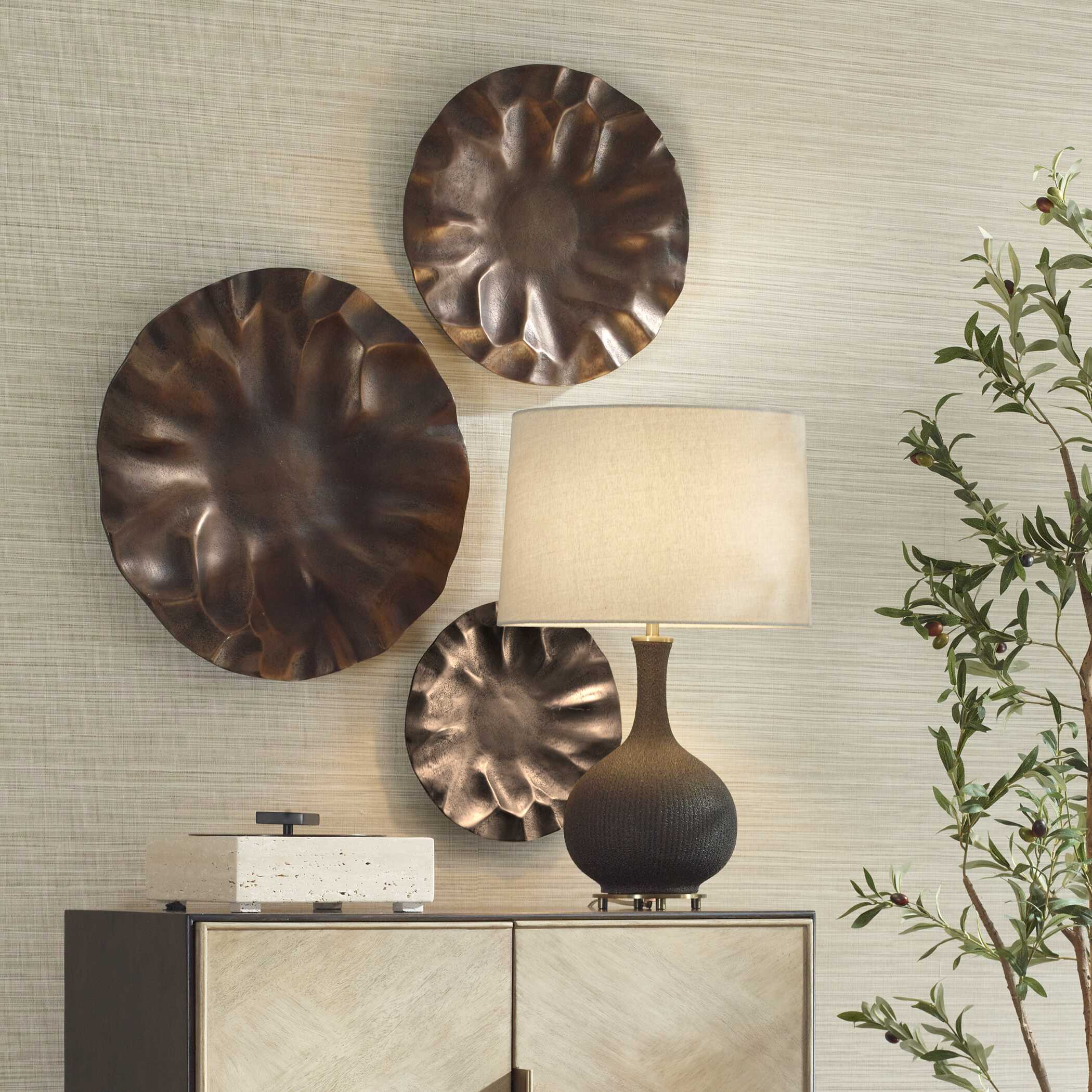 Uttermost Peonia Outdoor Wall Art - Set of 3