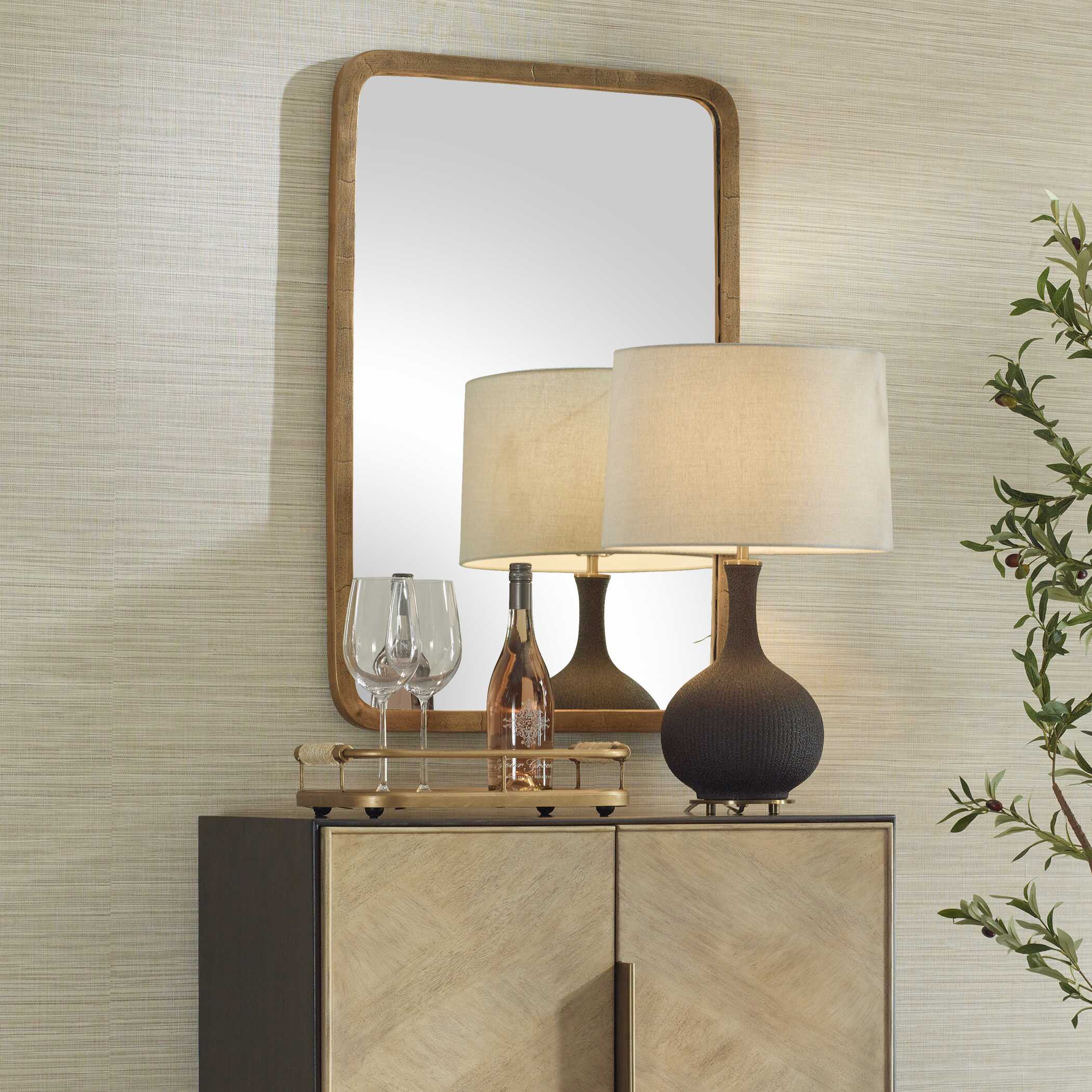 Uttermost Vestry Antique Brass Mirror