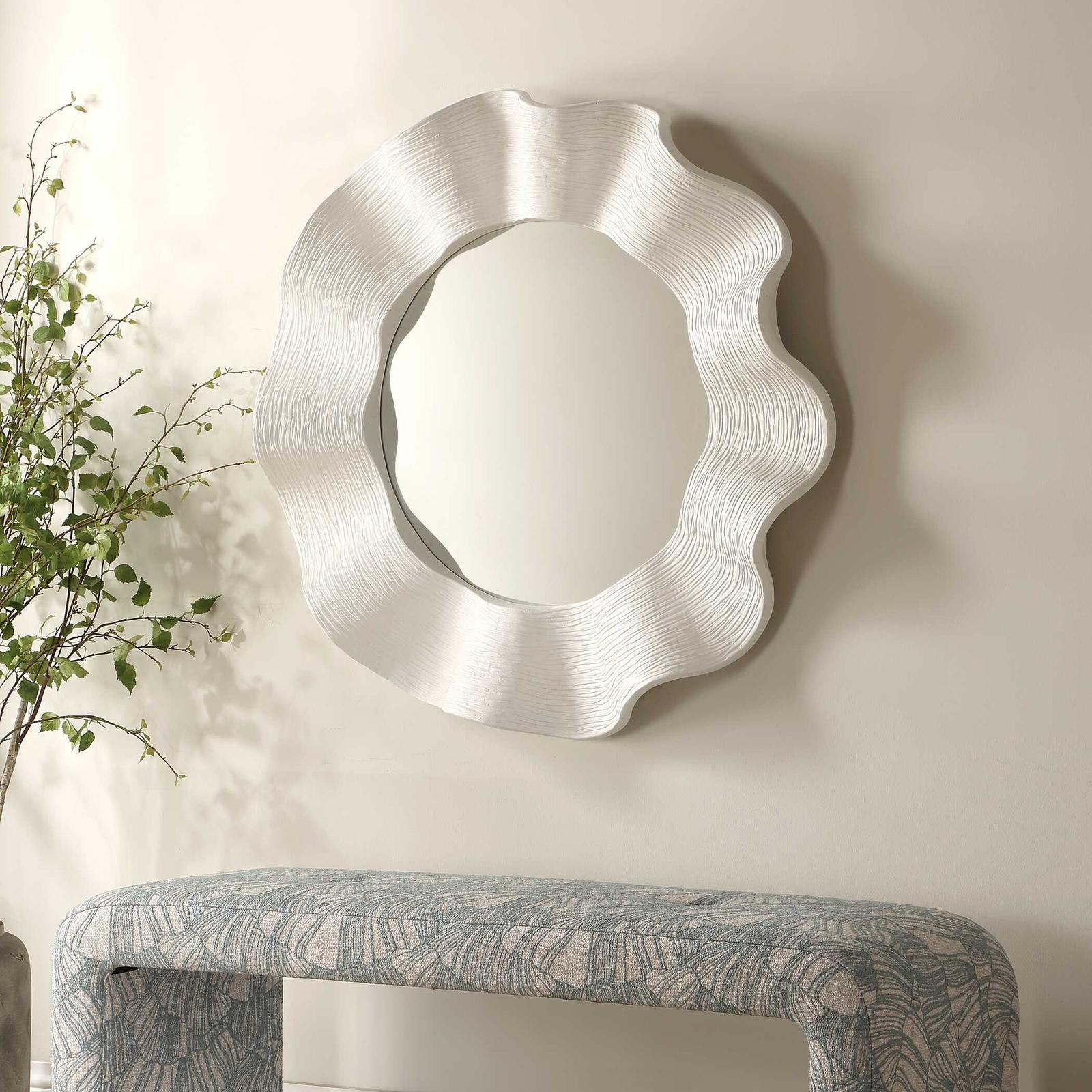 Uttermost Wave Length Round White Mirror