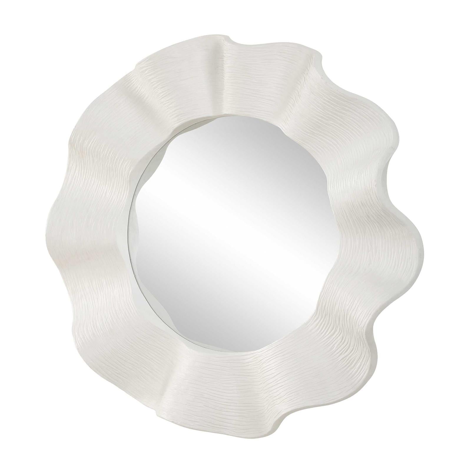Uttermost Wave Length Round White Mirror