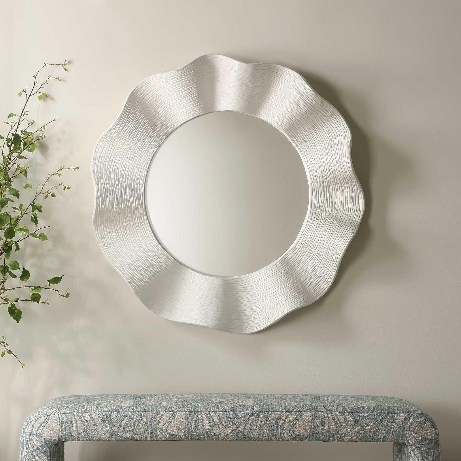 Uttermost Wave Length Round White Mirror