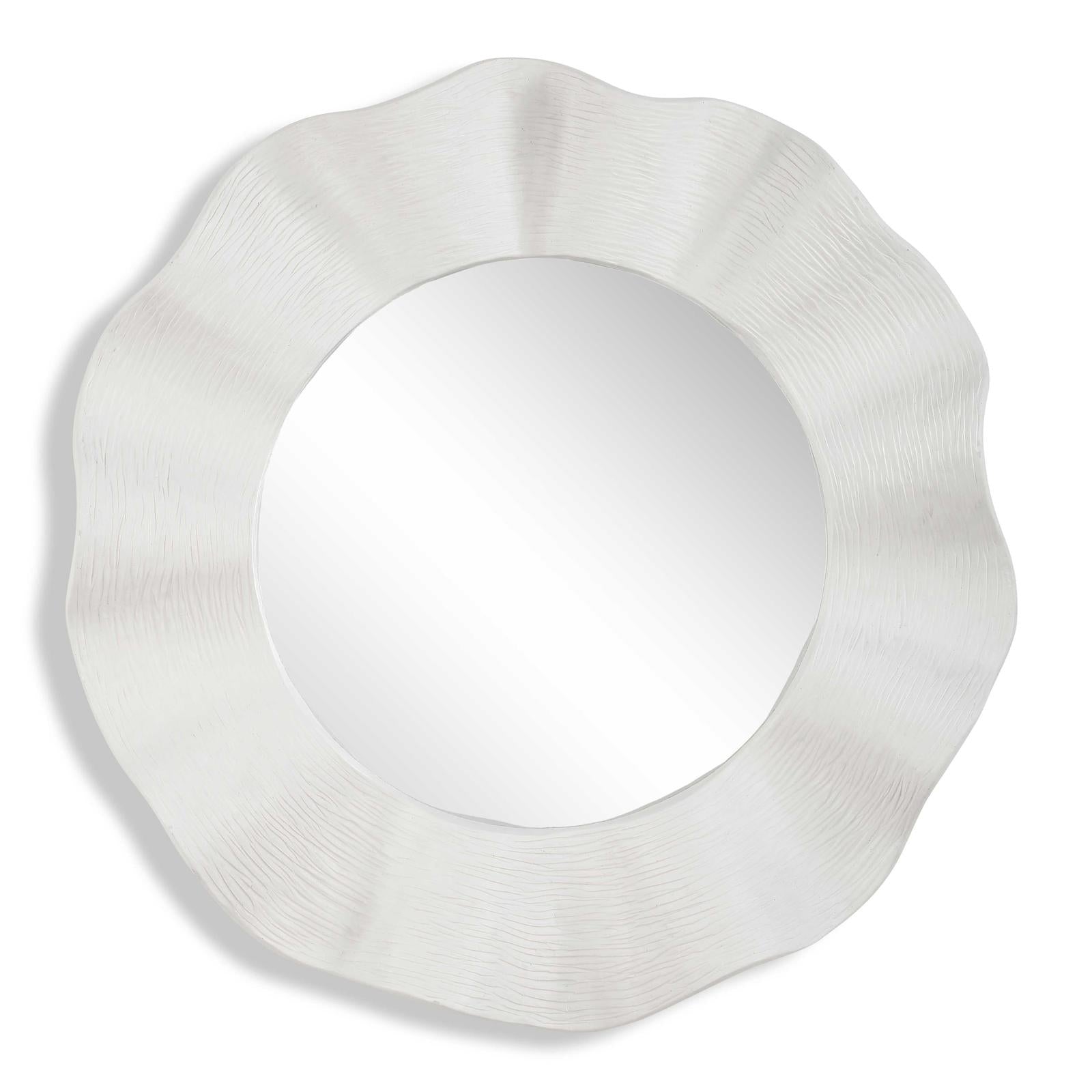 Uttermost Wave Length Round White Mirror
