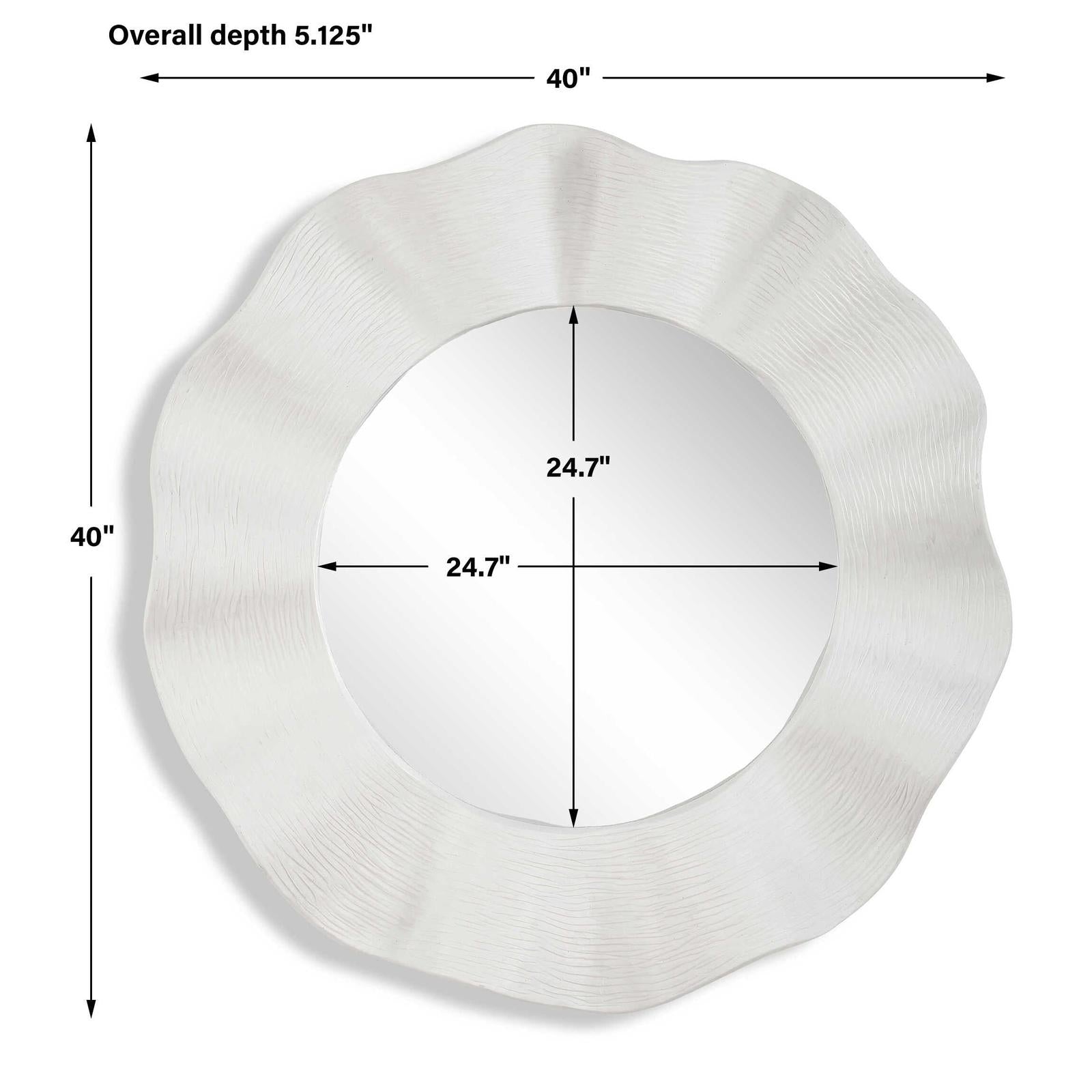 Uttermost Wave Length Round White Mirror