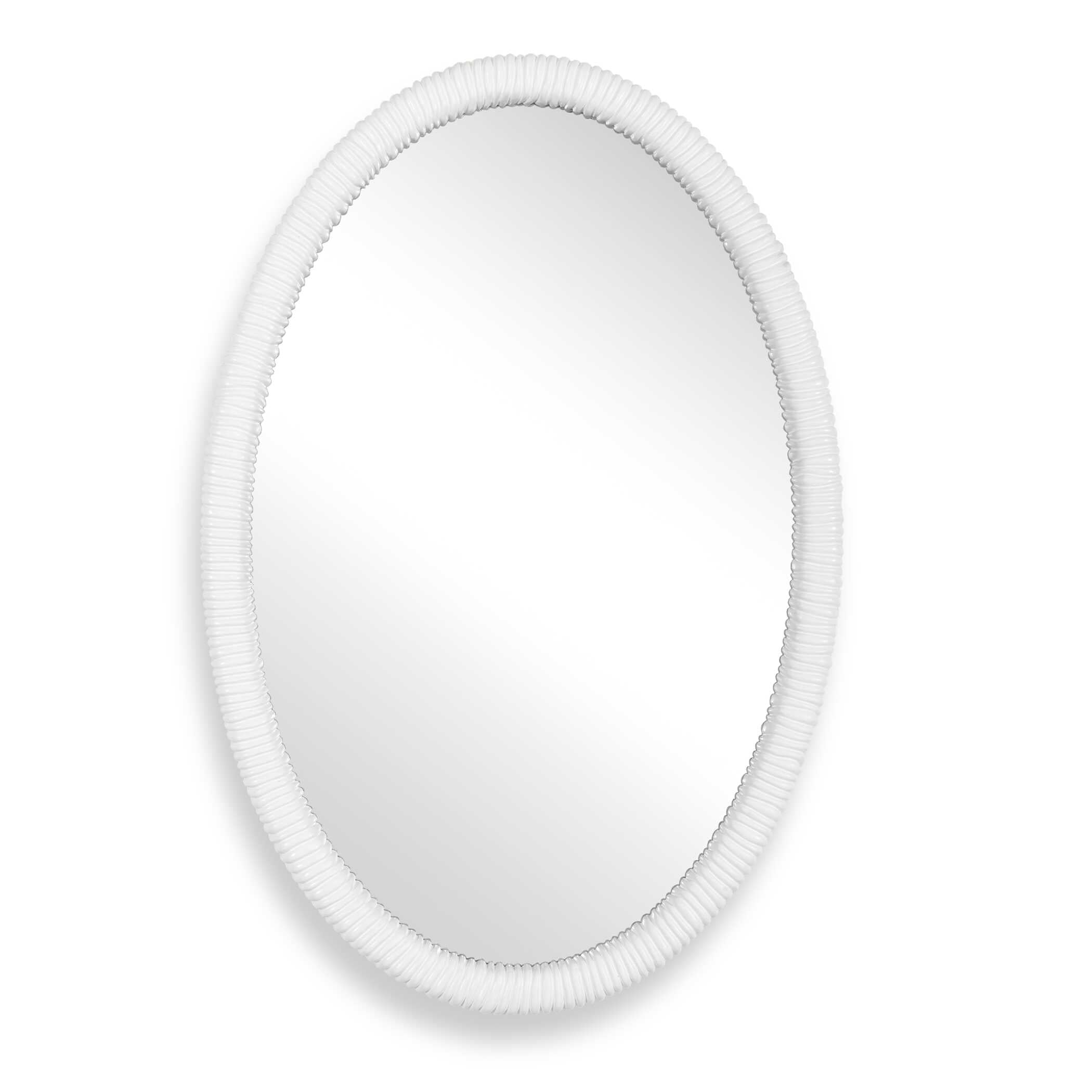 Uttermost Bali White Ribbed Oval Mirror