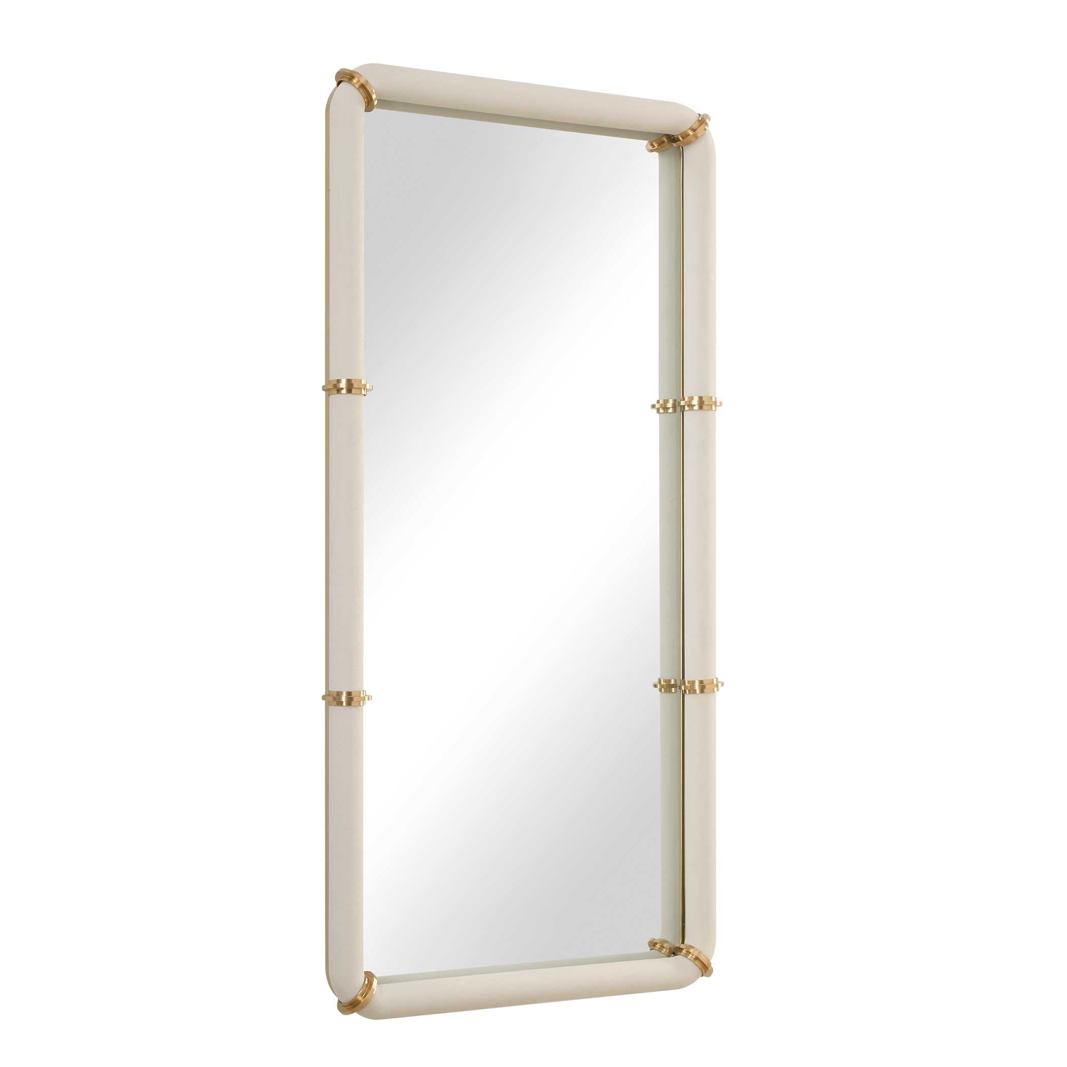 Uttermost Cyprus White Leather Mirror