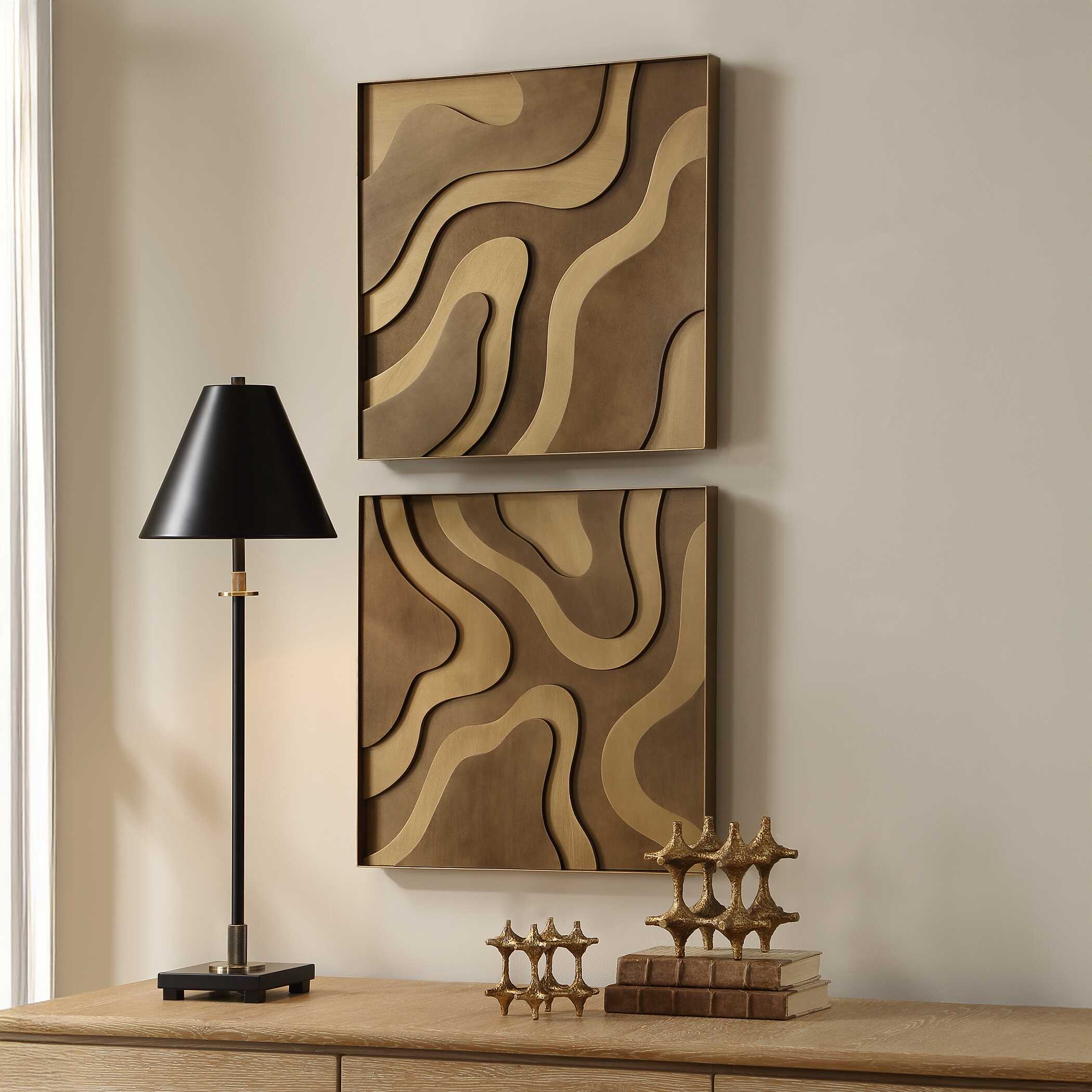 Uttermost Golden Terrain Wooden Wall Decor - Set of 2
