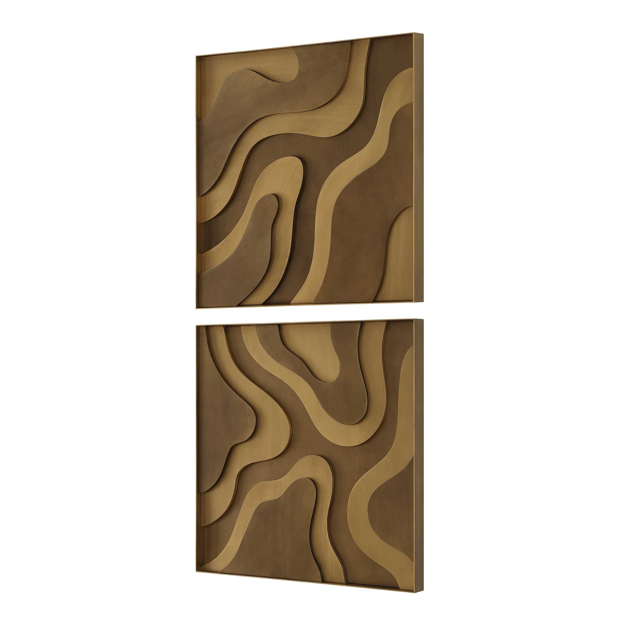 Uttermost Golden Terrain Wooden Wall Decor - Set of 2
