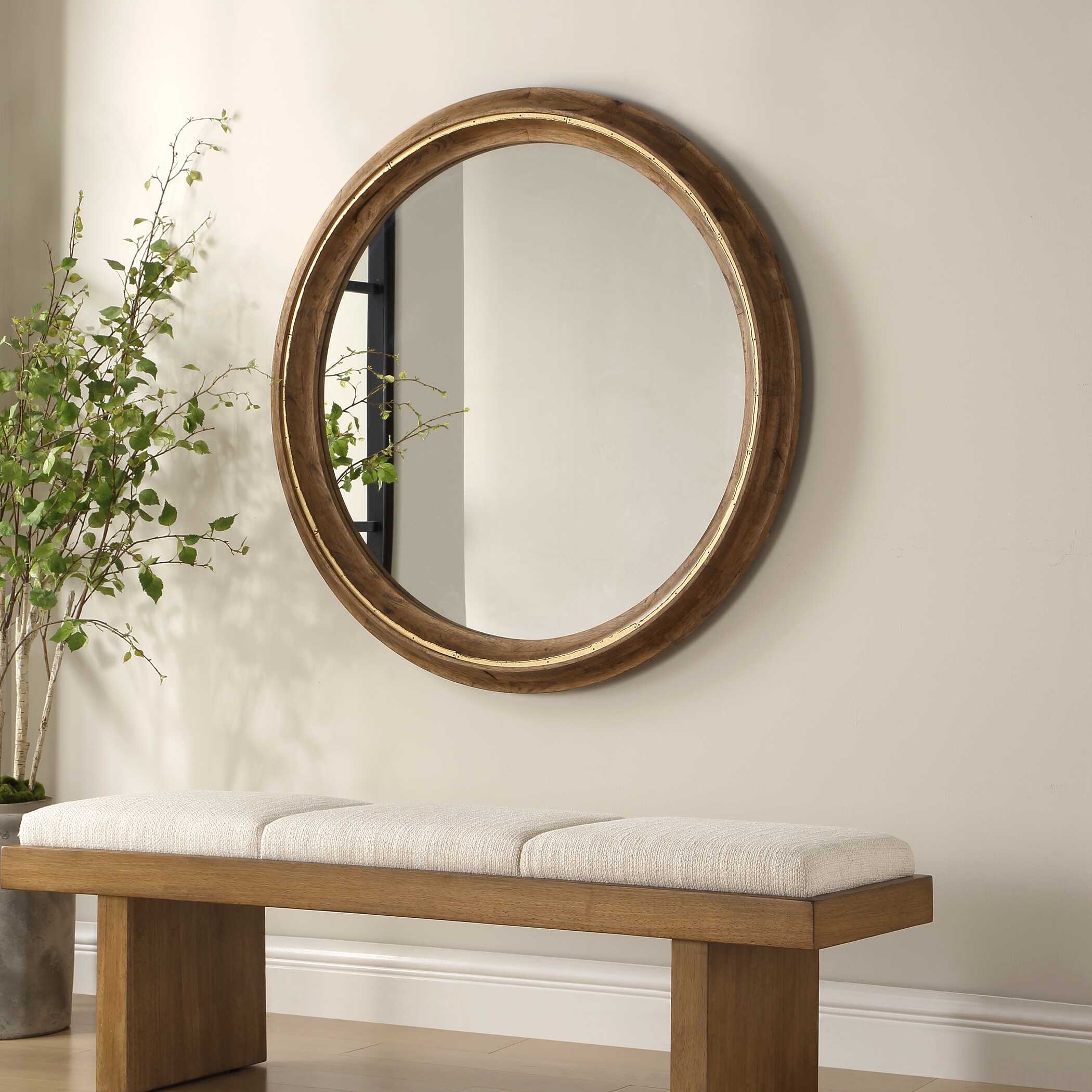 Uttermost Frontier Round Wood Mirror