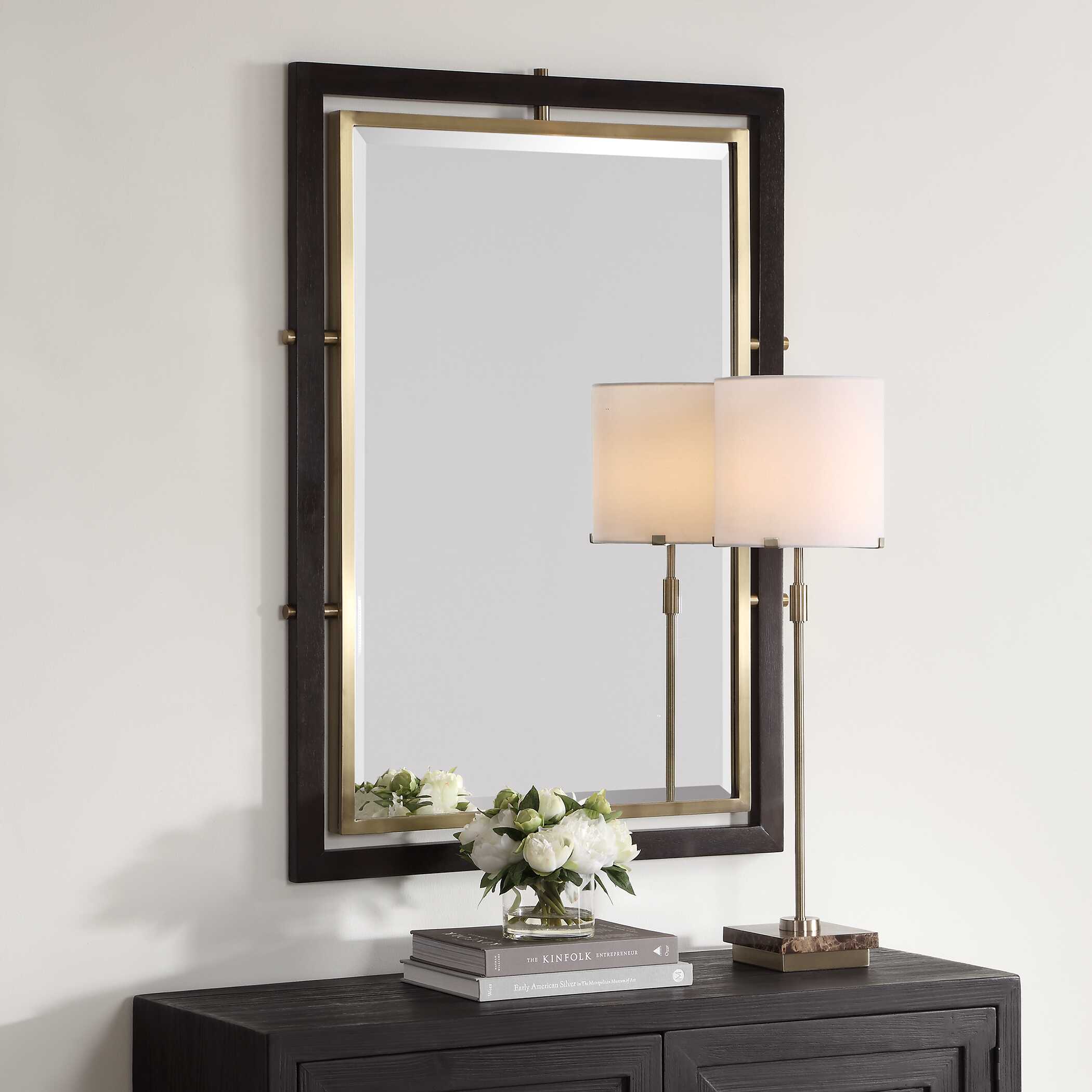 Uttermost Bach Walnut & Brass Rectangle Mirror