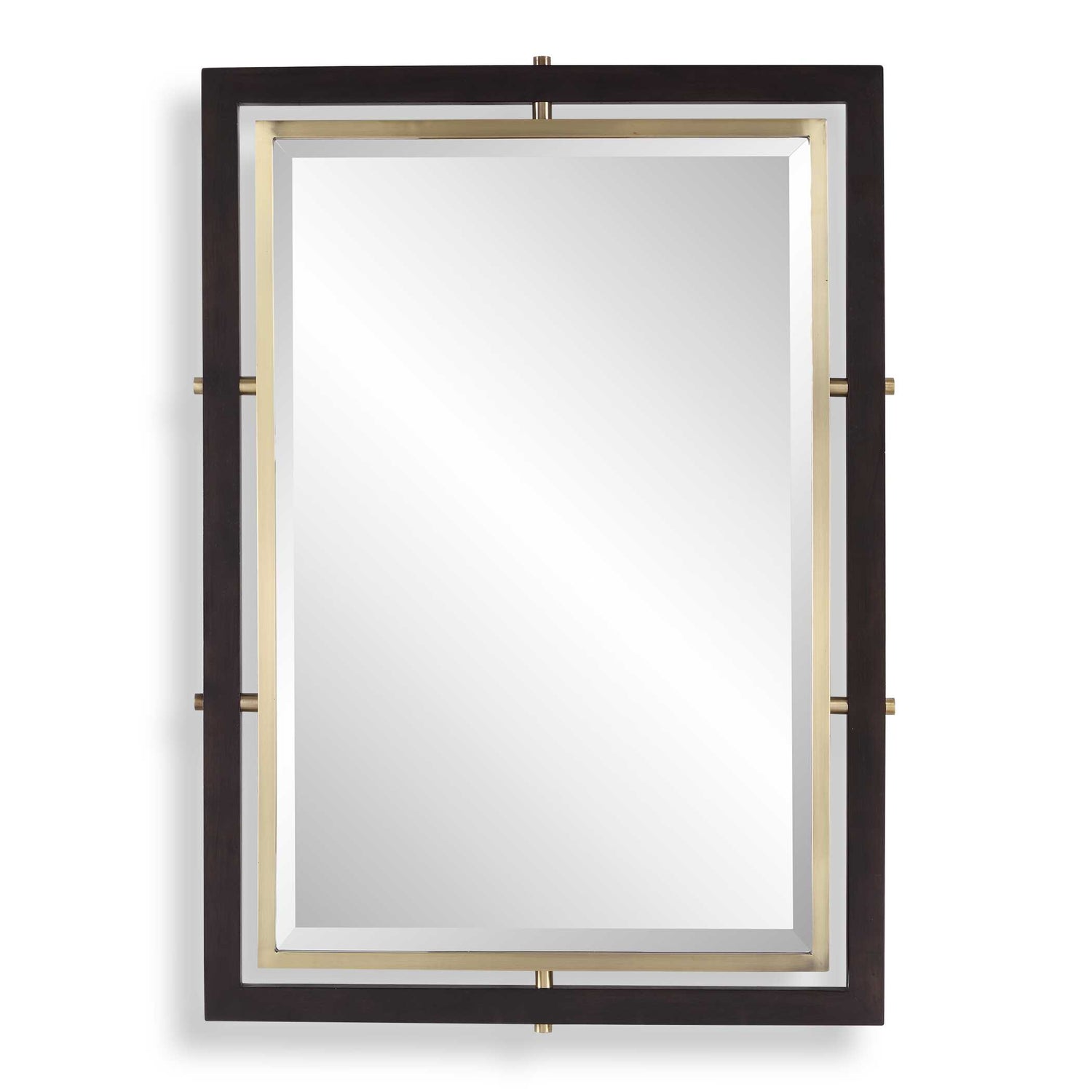 Uttermost Bach Walnut & Brass Rectangle Mirror