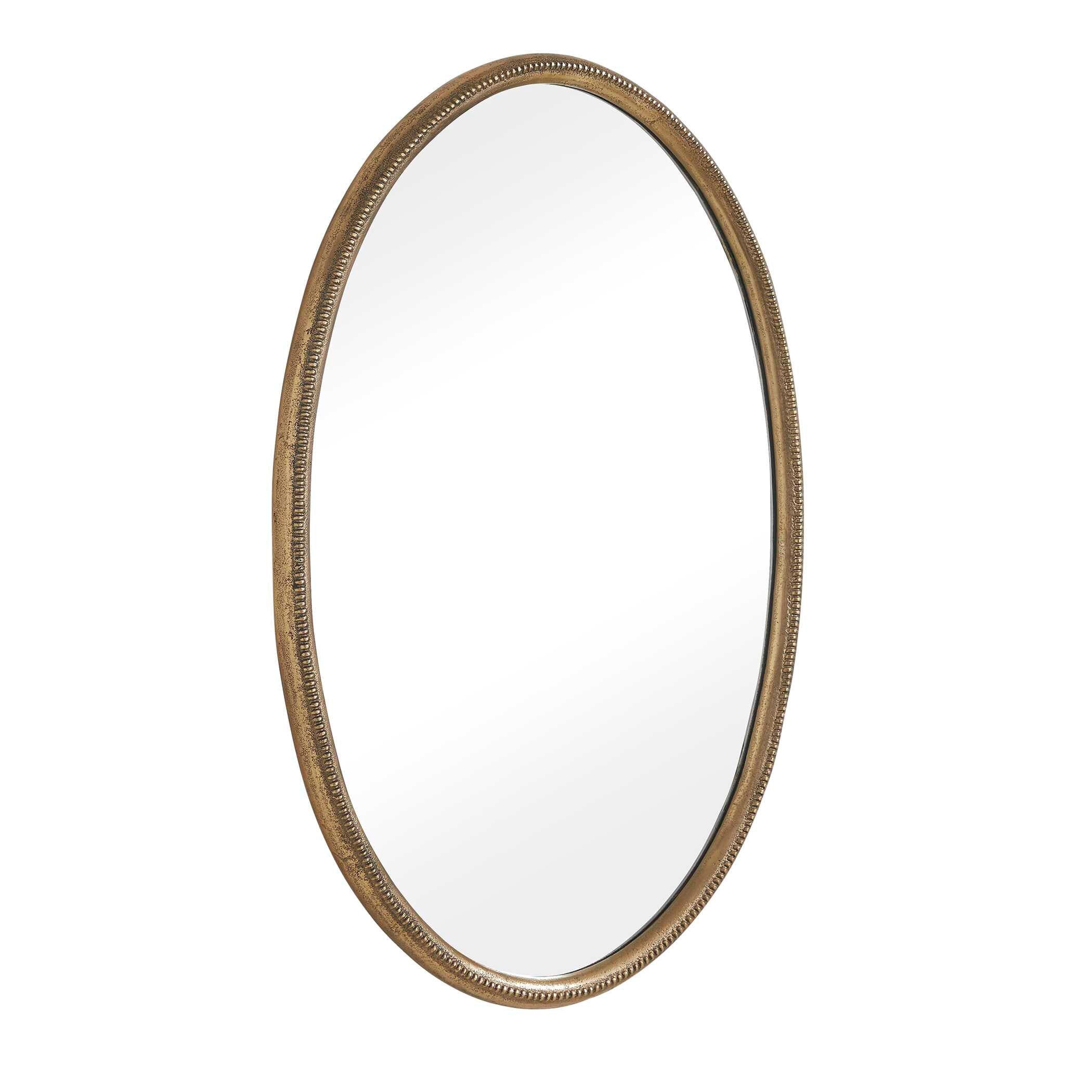 Uttermost Ellis Beaded Brass Oval Mirror