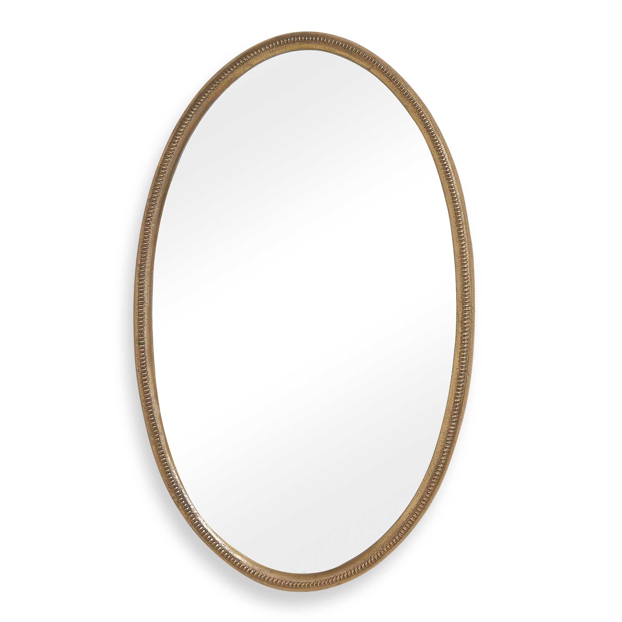 Uttermost Ellis Beaded Brass Oval Mirror