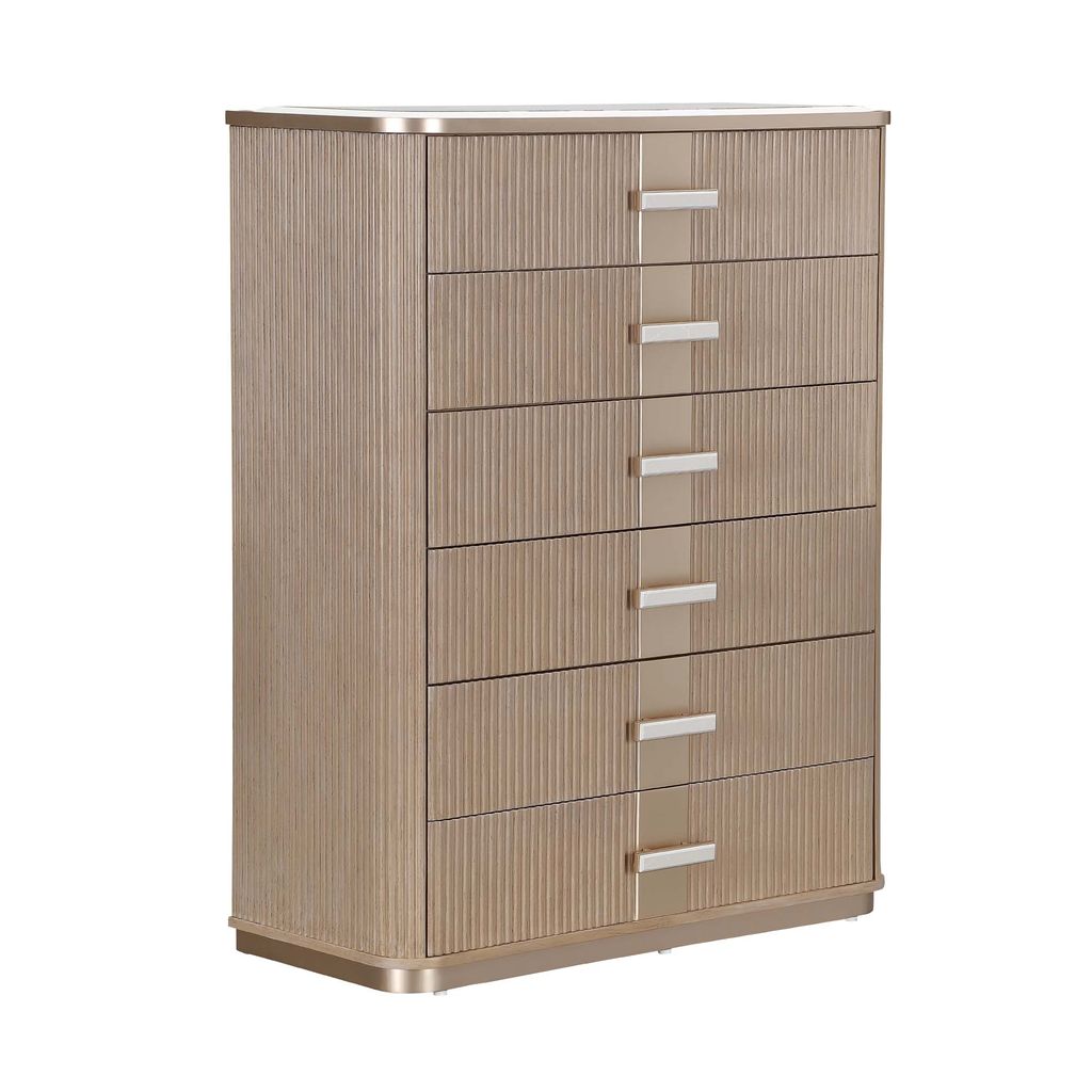 Michael Amini West Kensington Highboy Chest - Sea Salt Caramel