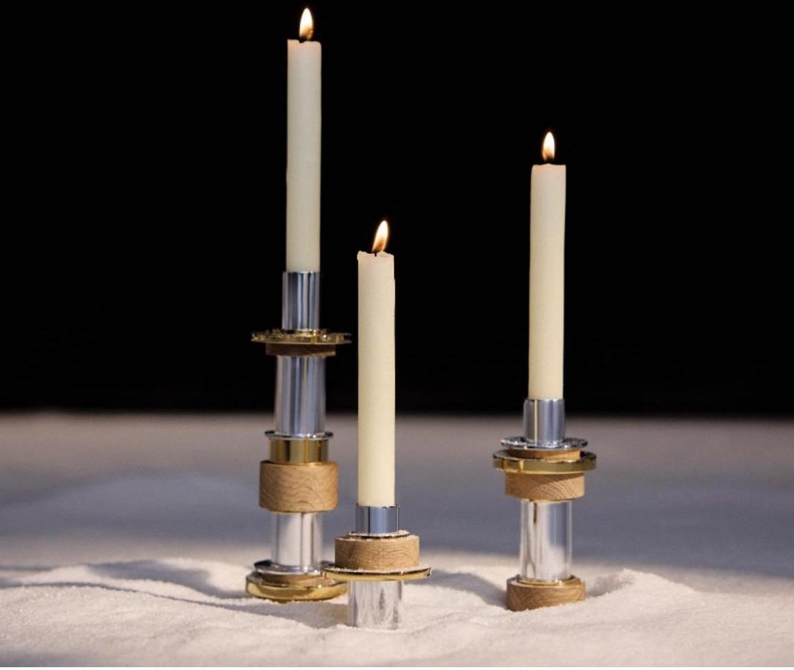 Christofle Myriade Stainless Steel Candle Holder