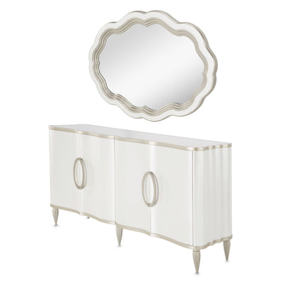 Michael Amini London Place Sideboard with Mirror - Creamy Pearl