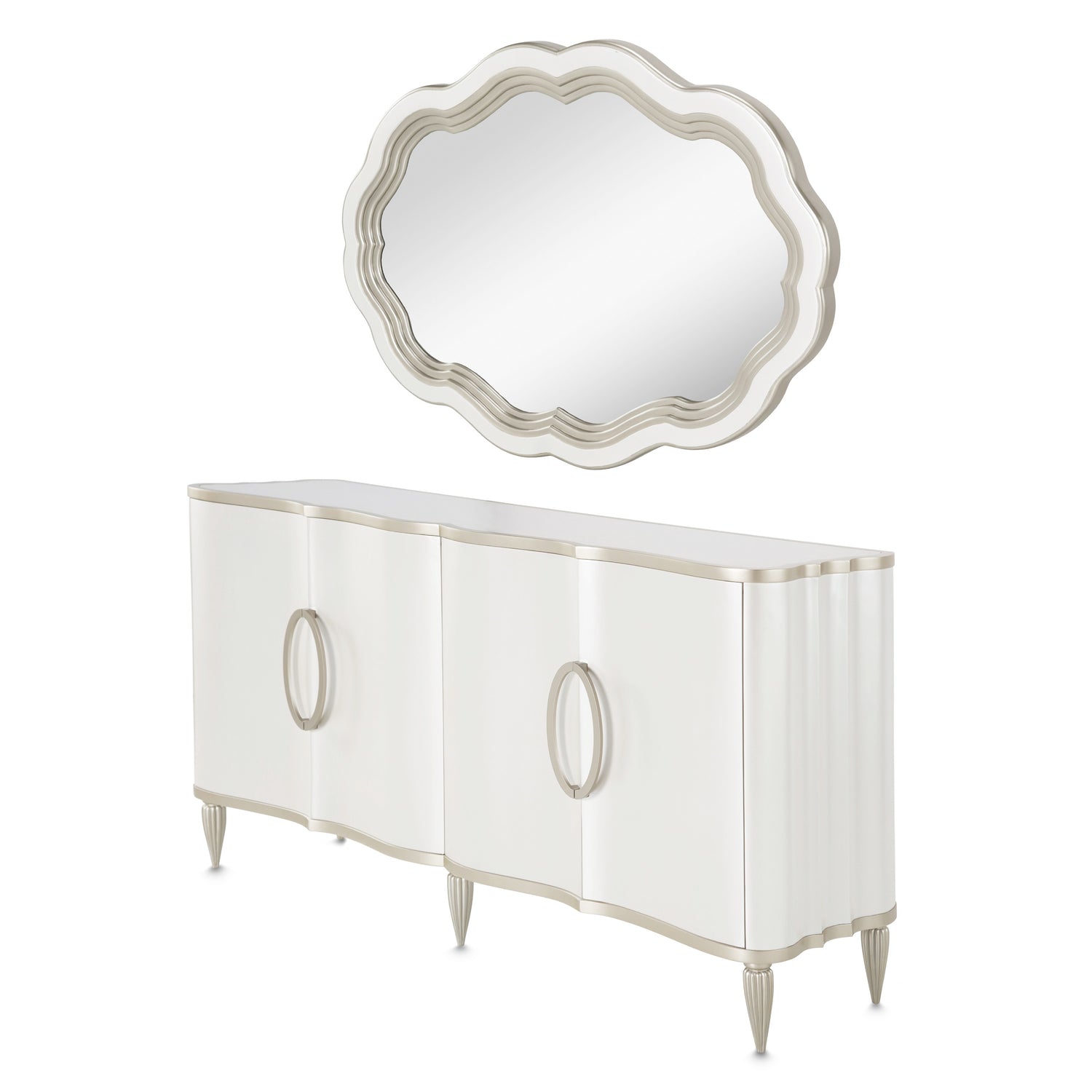Michael Amini London Place Sideboard with Mirror - Creamy Pearl
