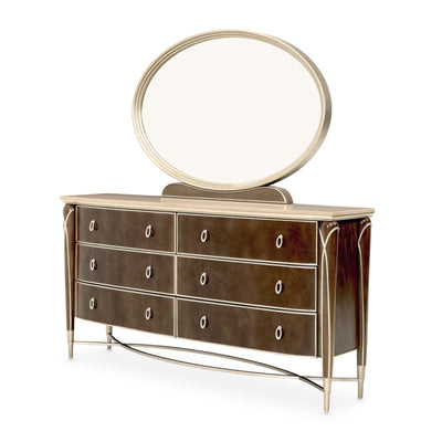 Michael Amini Villa Cherie Dresser & Mirror - Hazelnut