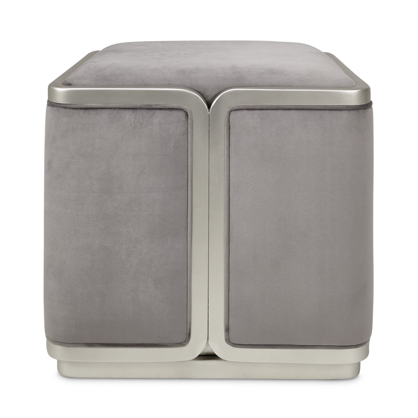 Michael Amini Linea Ottoman - Gray Pearl/SilverMist