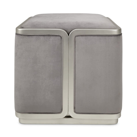 Michael Amini Linea Ottoman - Gray Pearl/SilverMist