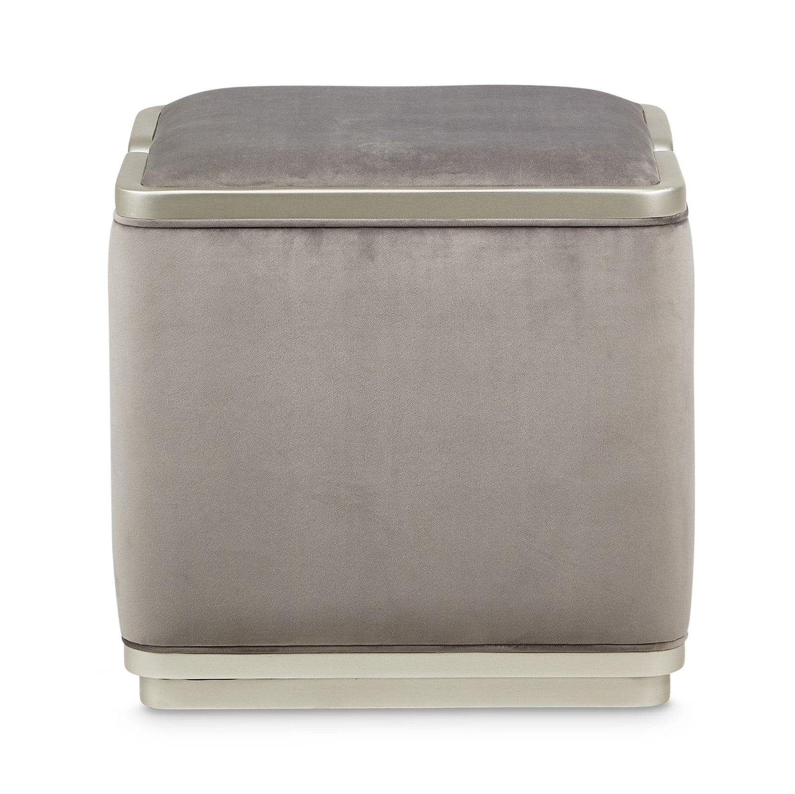Michael Amini Linea Ottoman - Gray Pearl/SilverMist