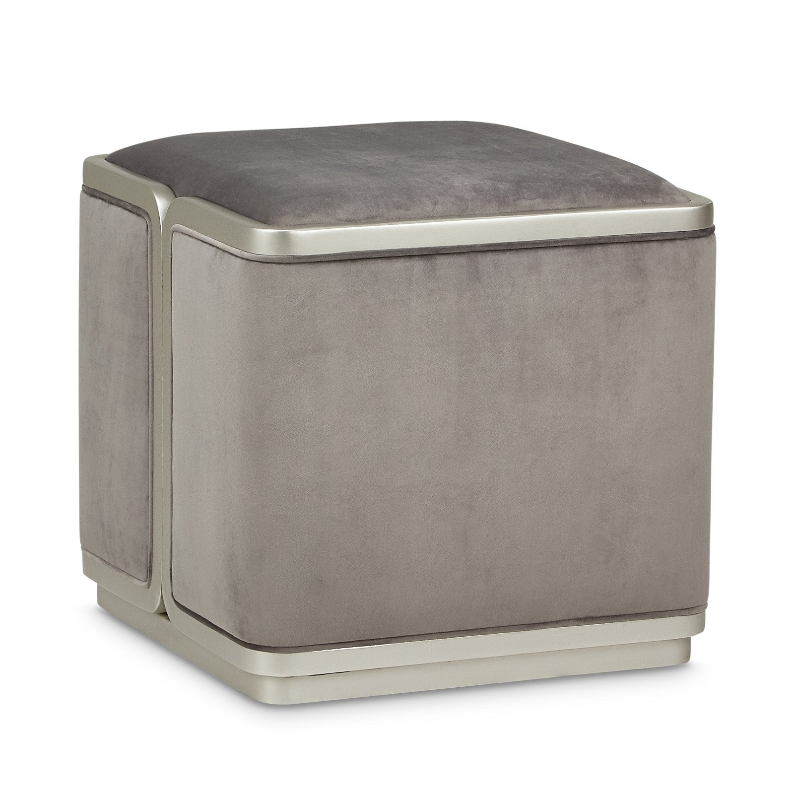 Michael Amini Linea Ottoman - Gray Pearl/SilverMist