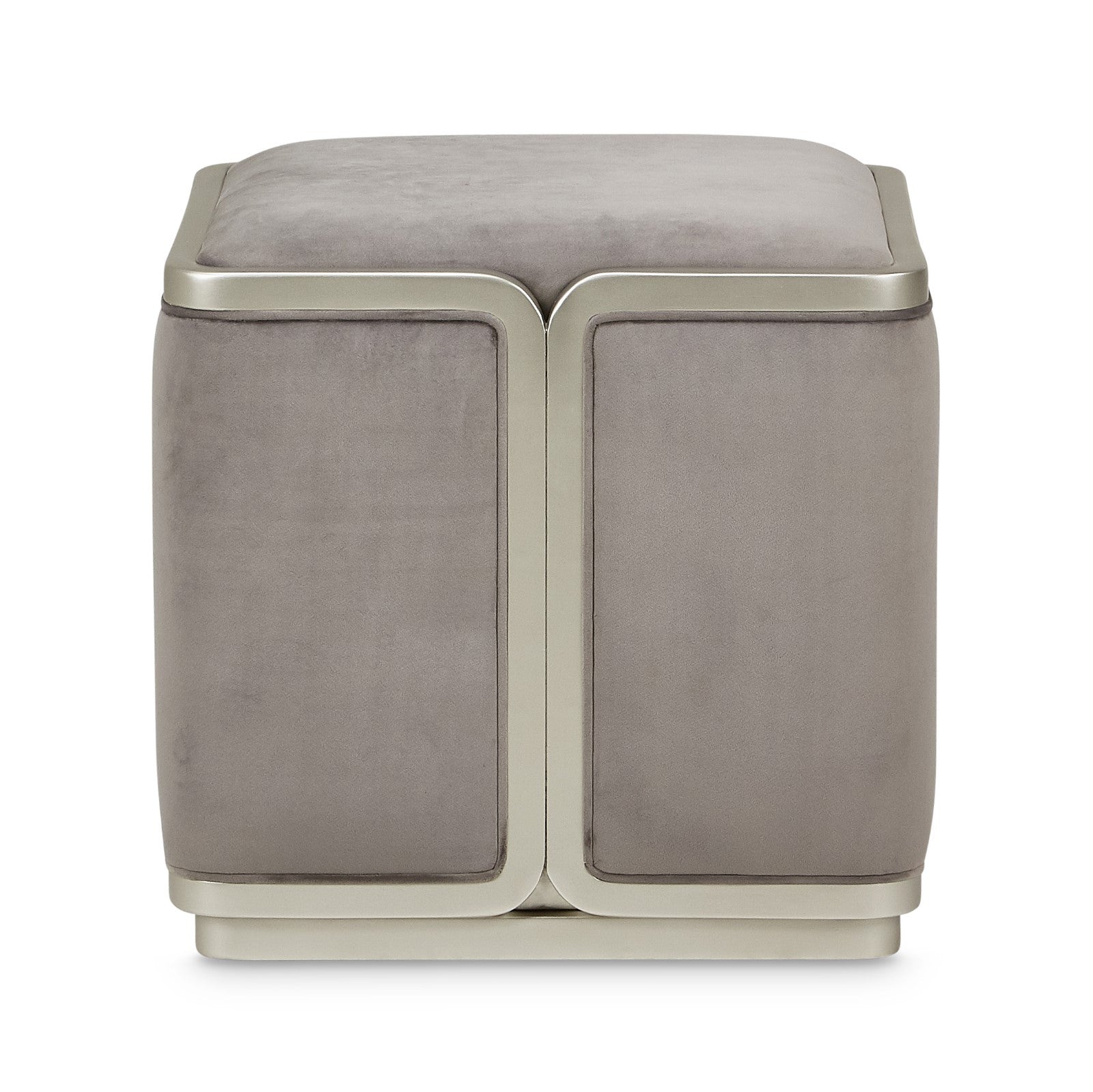 Michael Amini Linea Ottoman - Gray Pearl/SilverMist