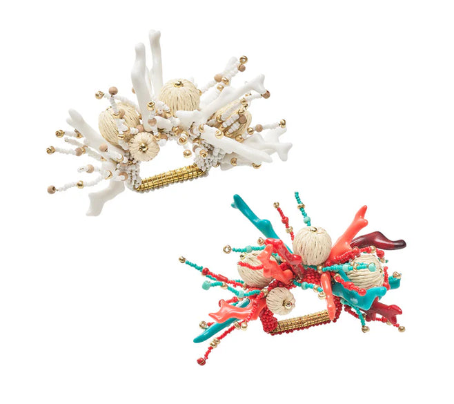 Kim Seybert Coral Spray Napkin Rings, Set of 4