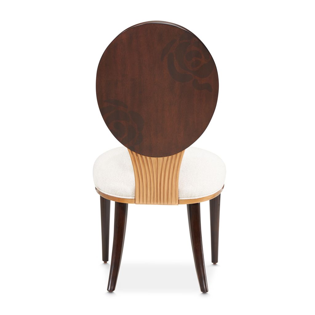 Michael Amini Camellia Field Linen/Warm Pecan Dining Side Chair - Set of 2