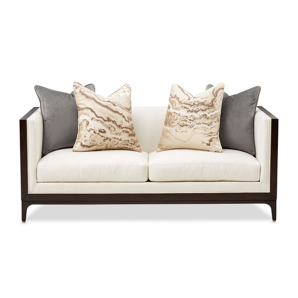 Michael Amini Belmont Place Loveseat - Cream/Espresso