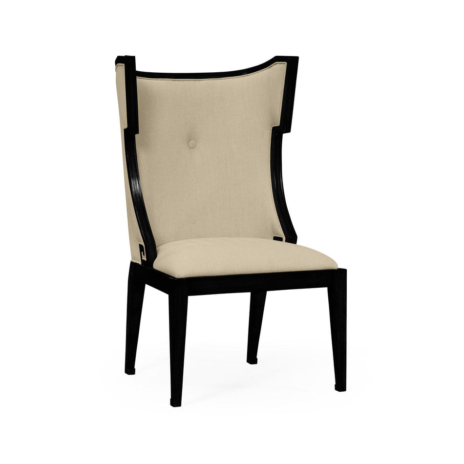 Jonathan Charles Greek Key Design Biedermeier Black Side Chair