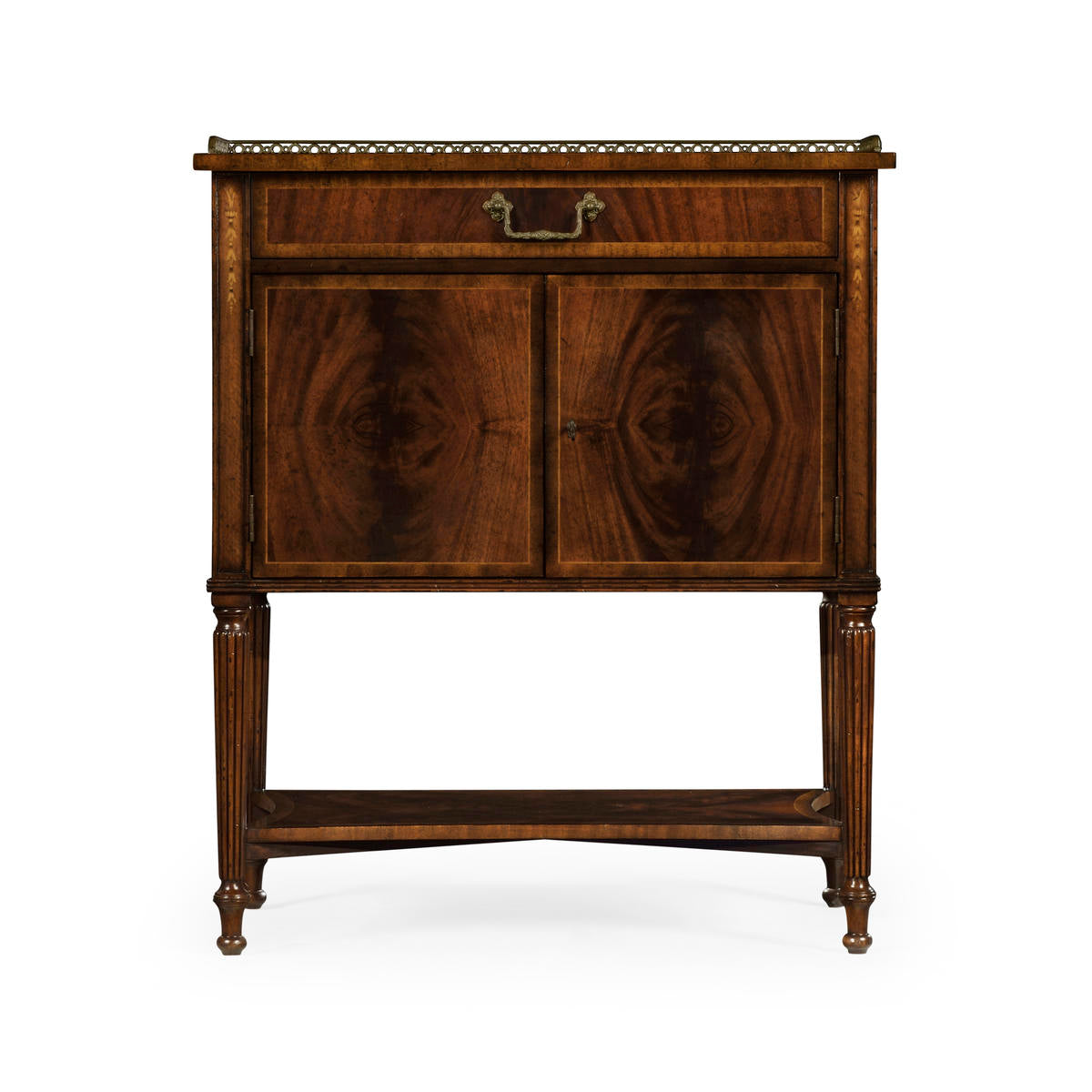 Jonathan Charles Mahogany Bedside Table with Brass Gallery