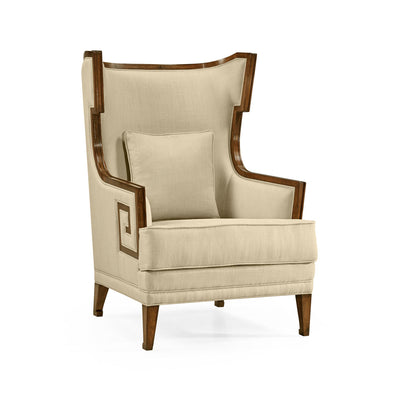 Jonathan Charles Biedermeier Greek Key Walnut Occasional Chair