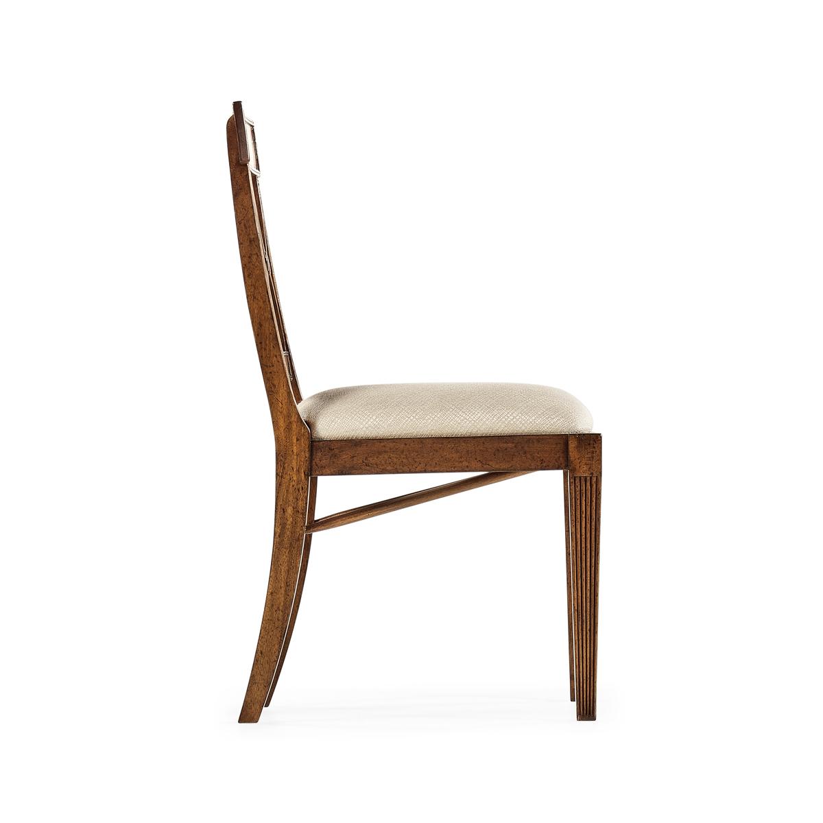 Jonathan Charles Regency Crotch Walnut Curved Back Side Chair